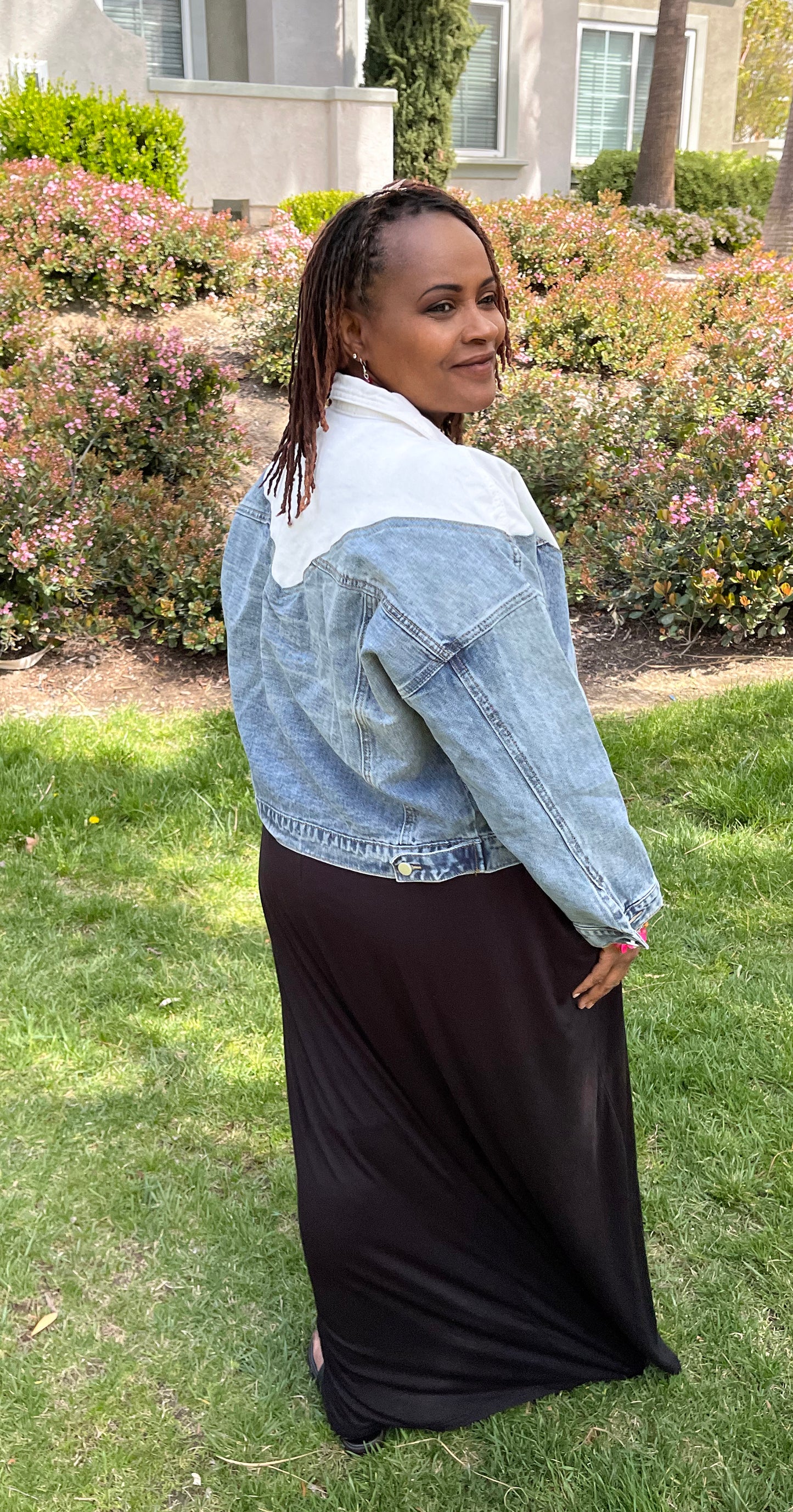 White & denim jean jacket